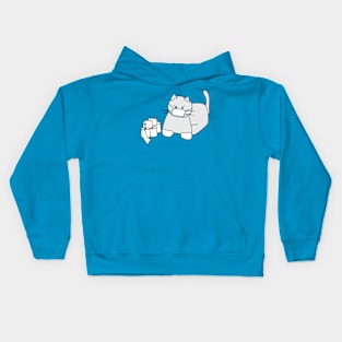 Corona Cat White Gloves Aqua Back Kids Hoodie